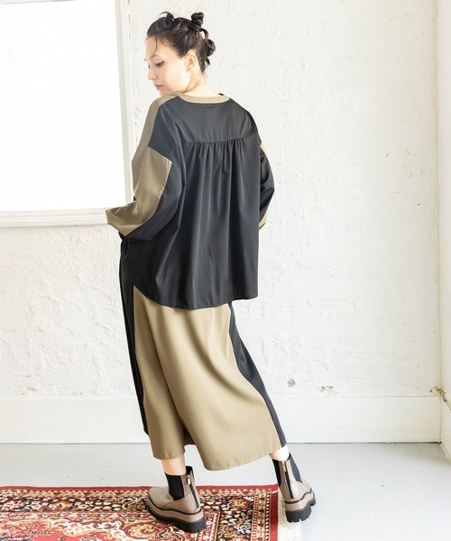 「OSMOSIS」 「loaf」長袖ワンピース ONE SIZE カーキ レディース_画像4