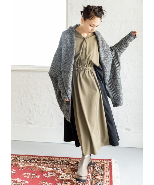 「OSMOSIS」 「loaf」長袖ワンピース ONE SIZE カーキ レディース_画像8
