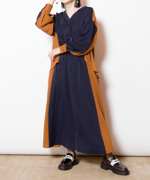 「OSMOSIS」 「loaf」長袖ワンピース ONE SIZE カーキ レディース_画像9