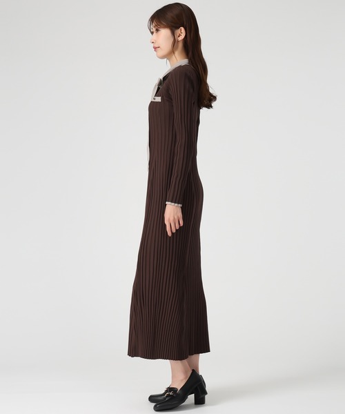 「MISCH MASCH」 ニットワンピース フリ- ブラック レディース_画像9