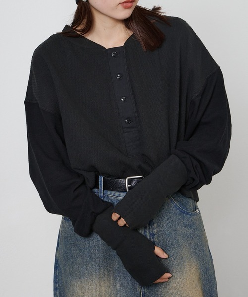 「etsinta」 長袖カットソー ONE SIZE ブラック レディース_画像2
