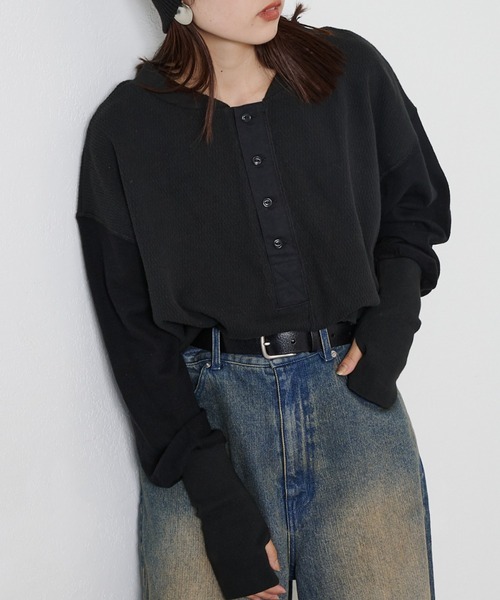 「etsinta」 長袖カットソー ONE SIZE ブラック レディース_画像6