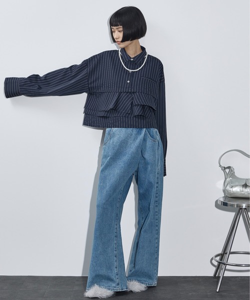 「THE YOn」 長袖シャツ FREE チャコールグレー レディース_画像4
