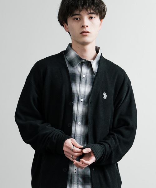 「U.S. POLO ASSN.」 ニットカーディガン M ブラック メンズ_画像3