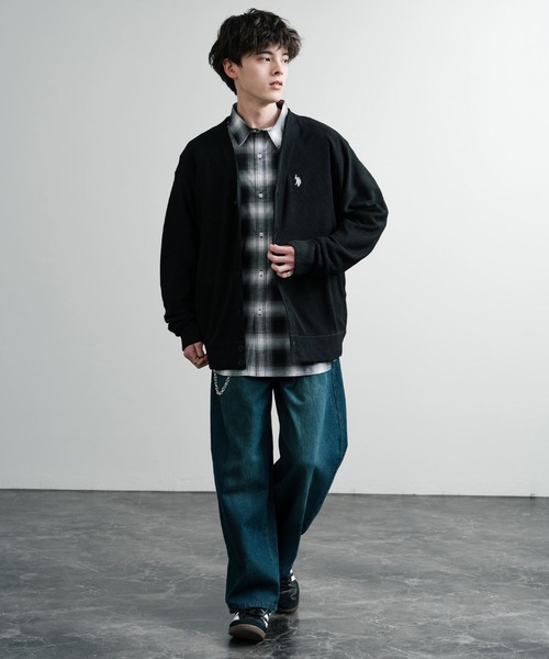 「U.S. POLO ASSN.」 ニットカーディガン M ブラック メンズ_画像4
