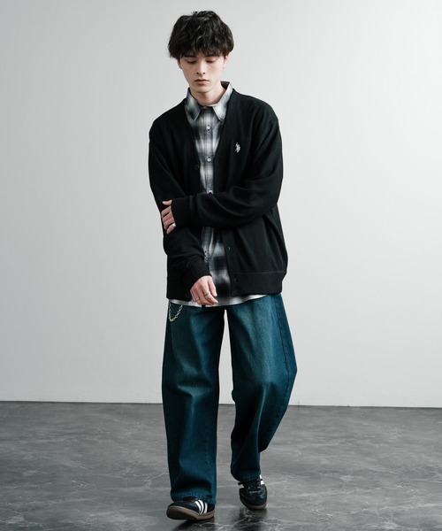 「U.S. POLO ASSN.」 ニットカーディガン M ブラック メンズ_画像5
