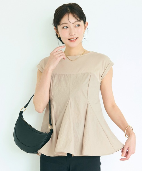 coca（コカ） tシャツ 半袖 異素材切り替えペプラムTシャツ レディース