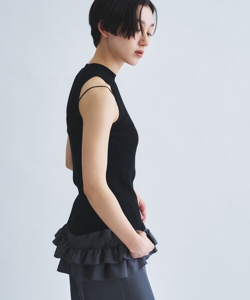 ニット セーター rib highneck pullover レディースの画像