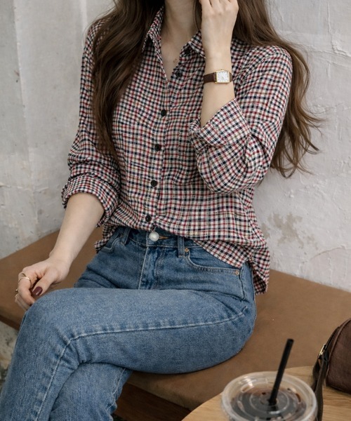 「cammie」 長袖シャツ MEDIUM ブラウン レディース_画像9