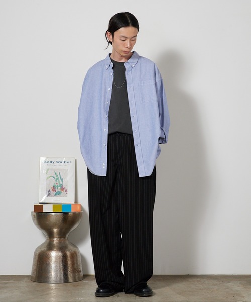 ROOP TOKYO ワイドパンツ スラックス ストライプチェックワイドパンツ