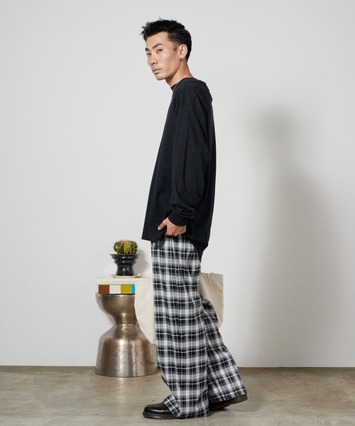 値段交渉可能　即決優先 SUN/TAKKE ストライプスラックス ROOP TOKYO ワイドパンツ スラックス ストライプチェックワイドパンツ