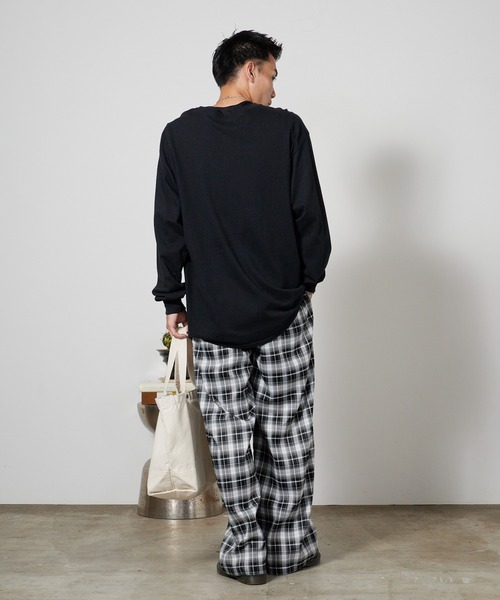ROOP TOKYO ワイドパンツ スラックス ストライプチェックワイドパンツ