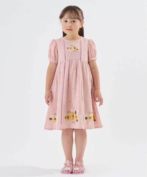 ワンピース 「予約/6月下旬〜7月上旬入荷予定」ひまわり刺しゅう