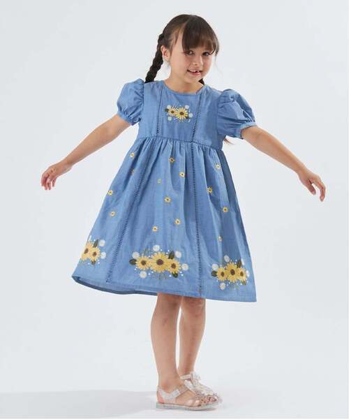 ワンピース 「予約/6月下旬〜7月上旬入荷予定」ひまわり刺しゅう