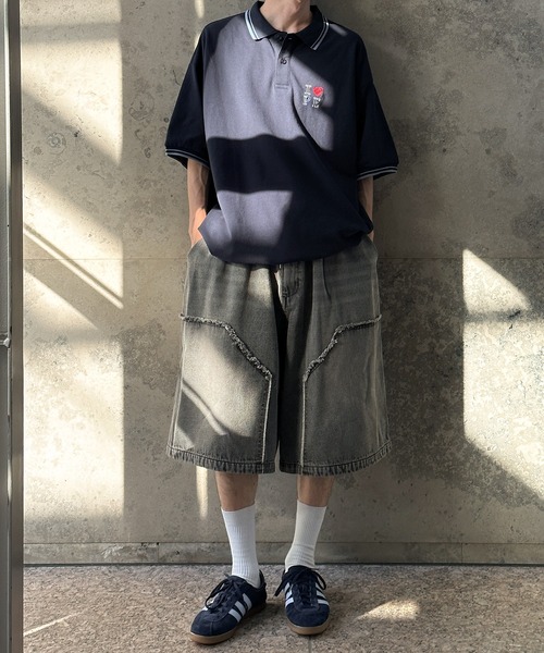 「Perushu」 半袖ポロシャツ MEDIUM ネイビー メンズ_画像5