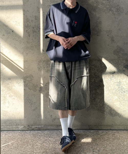 「Perushu」 半袖ポロシャツ MEDIUM ネイビー メンズ_画像6