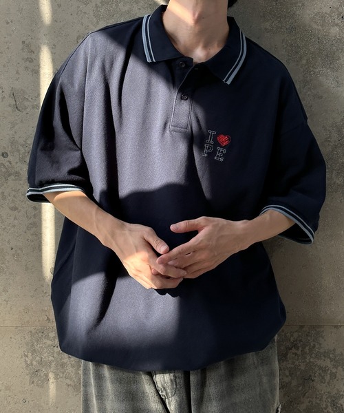 「Perushu」 半袖ポロシャツ MEDIUM ネイビー メンズ_画像8
