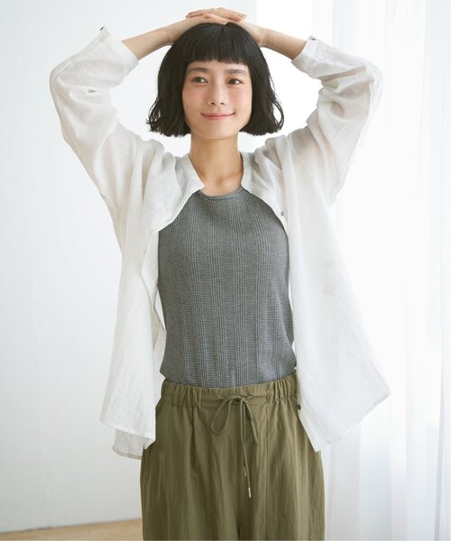 「LBC」 長袖シャツ M チャコールグレー レディース_画像6
