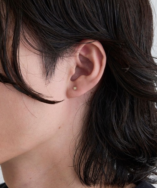 14k ピアス JUPITER ピアス 「K10」ダイヤモンドスクエアピアス レディース