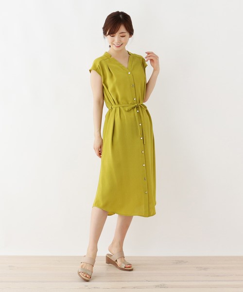 ーシャツワ ワンピース 通販 Paypayモール フレンチ袖バンドカラーシャツワンピース Zozotown Paypayモール店 ブラック Fif Fo