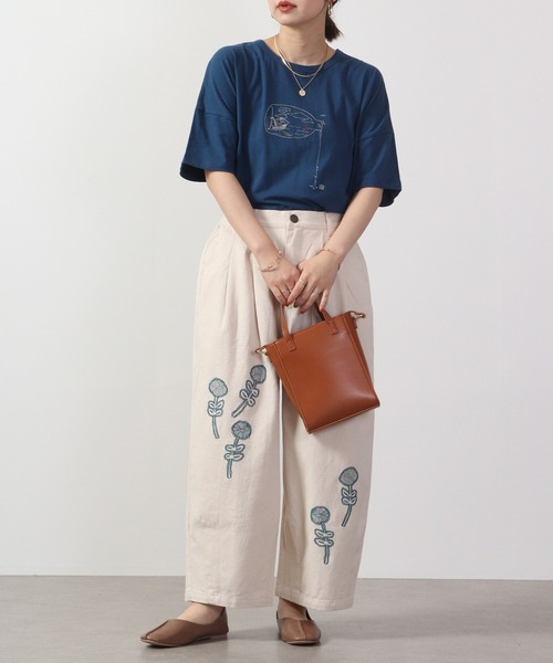 tシャツ EMAGO ボトルシップ刺繍5分袖Tシャツ レディース 楽天市場】ボトルシップ刺繍Tシャツ レディース トップス 5分袖