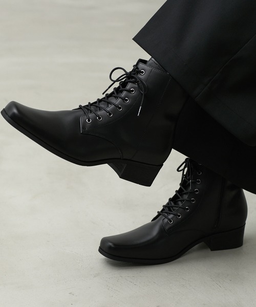 CALLNE スクエアトゥサイドジップヒールブーツ42 CALLNE スクエアトゥサイドジップヒールブーツ 42