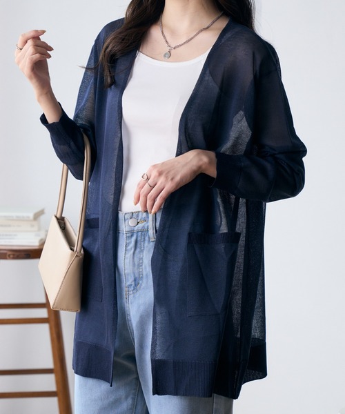 QFロングカーデ 着丈が選べる・洗える】KNIT BASIC ロングカーディガン / J