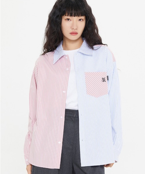 ROMANTIC CROWN シャツ ROMANTIC CROWN☆韓国大人気BTS着用モデル! Striped Cuffs Shirt