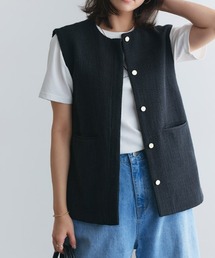 Pierrot ベスト ジレ 2wayボウタイツイードジレ レディース