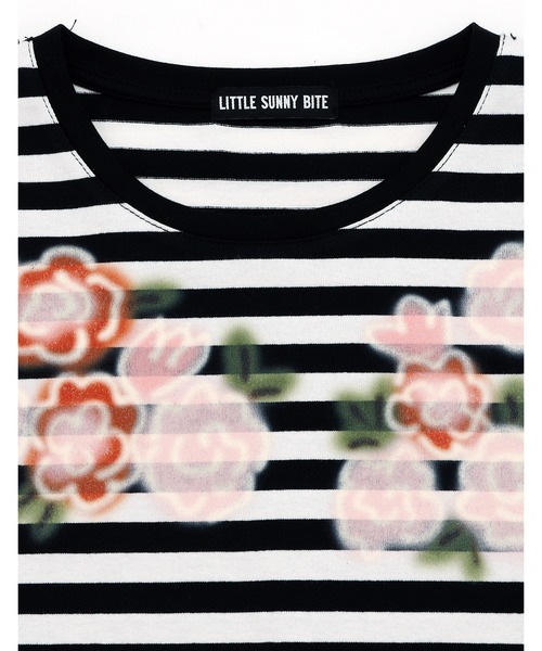 tシャツ /Little sunny bite/floral stripe long tee レディース メンズ Little sunny bite tシャツ /Little bite/floral stripe long