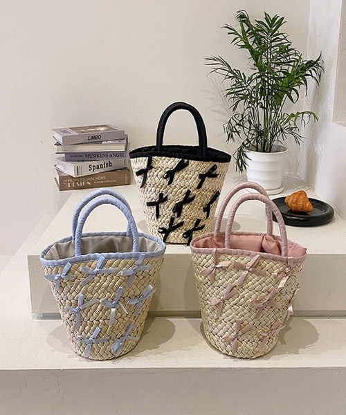 ハンドバッグ リボンラフィアバケットバッグ : ZOZOTOWN Yahoo