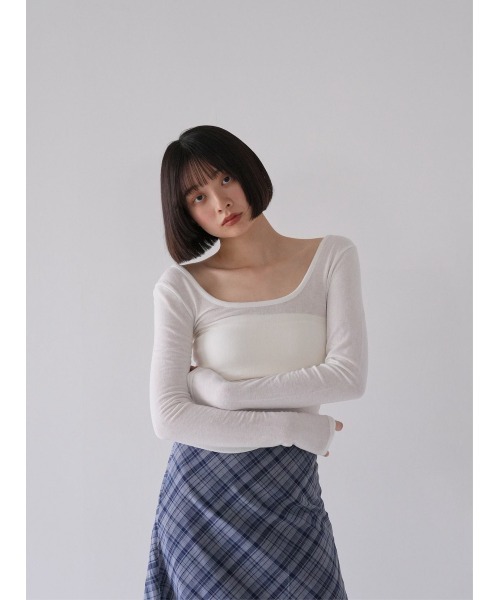 tシャツ 「ZOZO限定」Uネック レースアップ リボン トップス カットソー レディース ZOZO限定】Uネック レースアップ リボン トップス カットソー（T
