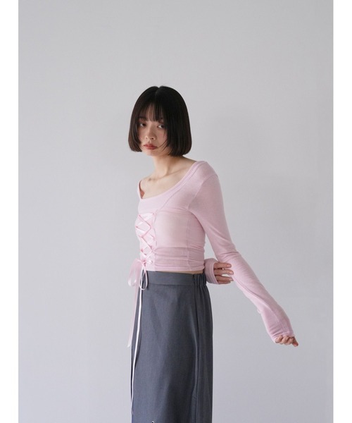 Uenui tシャツ 「ZOZO限定」Uネック レースアップ リボン
