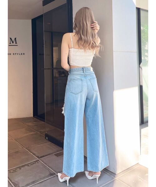 GYDA ジーンズ デニム デニムパンツ ハイウエストRIPPERSワイド