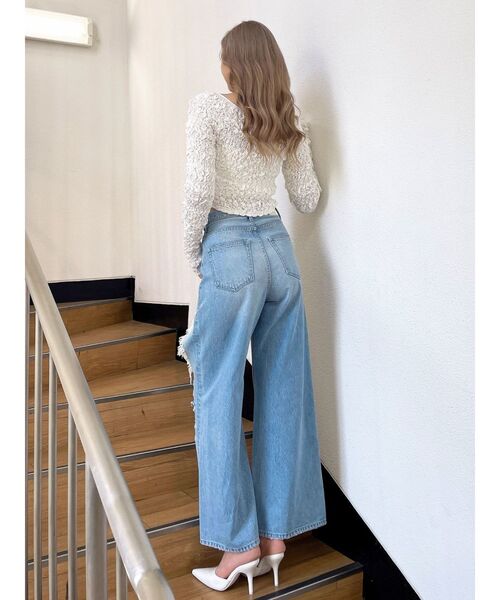 GYDA ジーンズ デニム デニムパンツ ハイウエストRIPPERSワイド