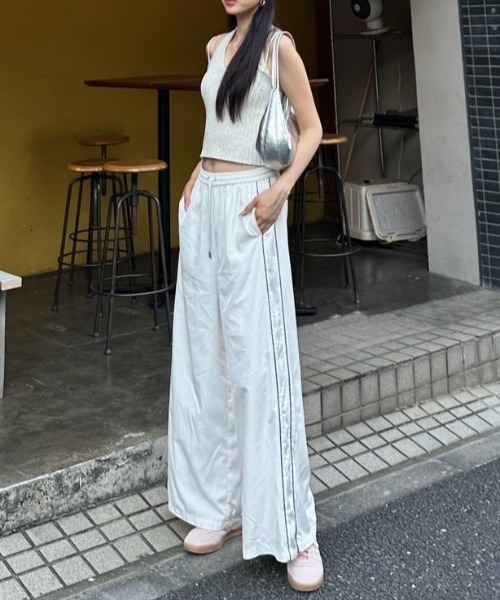 rienda カーゴパンツ サイドラインワイドトラックパンツ