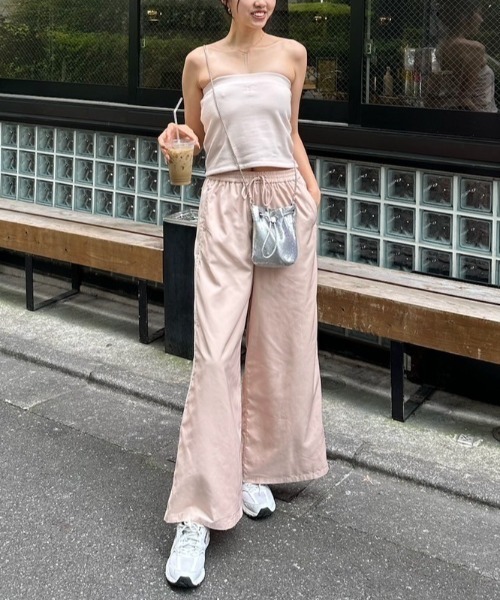 rienda カーゴパンツ サイドラインワイドトラックパンツ