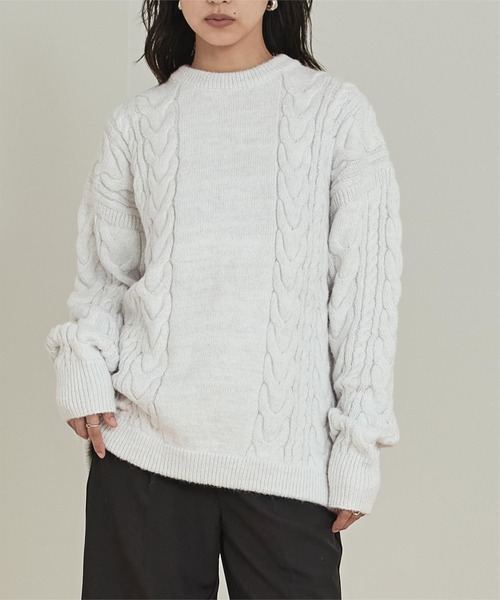 miette（ミエット） ニット セーター オーバーサイズケーブル編み