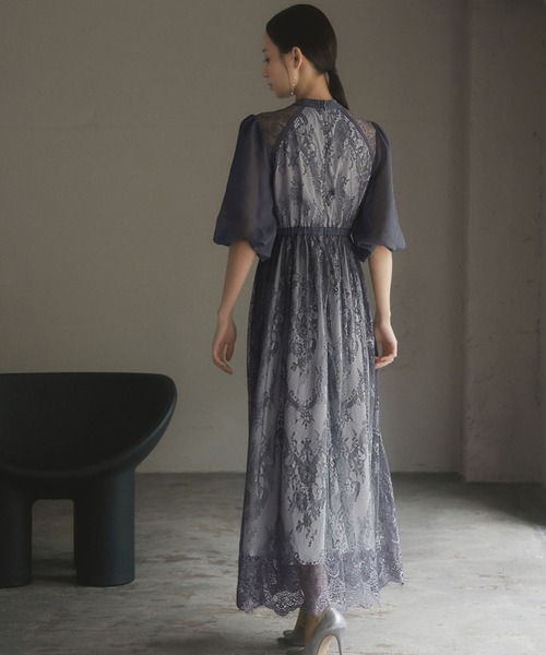 セット販売　オケージョン　ドレス バルーンスリーブ ロング GIRL DRESS FOR NOW ドレス 総レースハイネックバルーンスリーブ