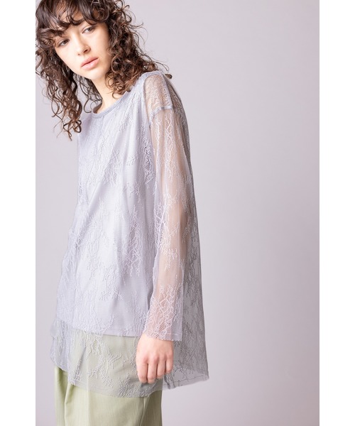 OSMOSIS tシャツ レースレイヤードプルオーバー レディース