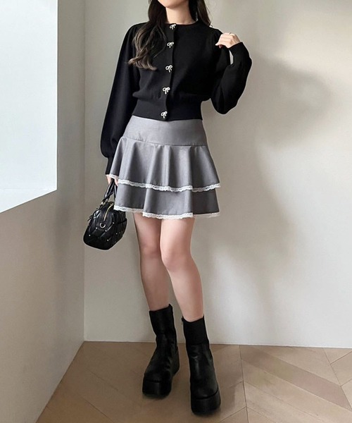 NICE CLAUPリボンビジュー付きキルティングボストンバッグ黒ブラック one after another NICE CLAUP バッグ ボストンバッグ リボン