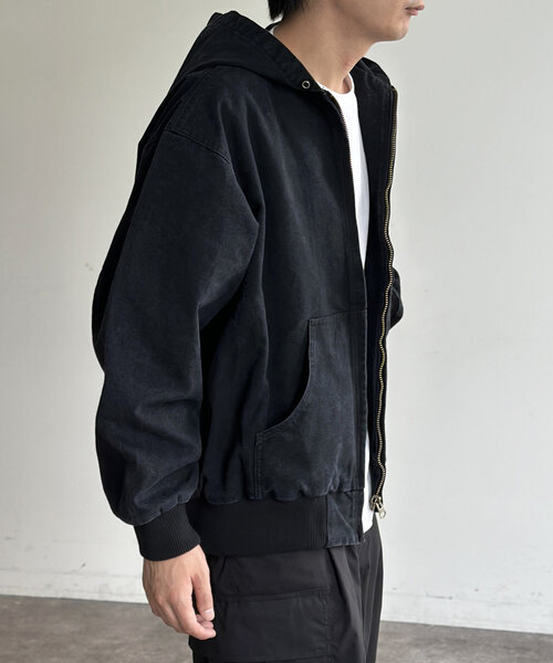 vintage make short duck blouson reversible zip parka （duck/pu 