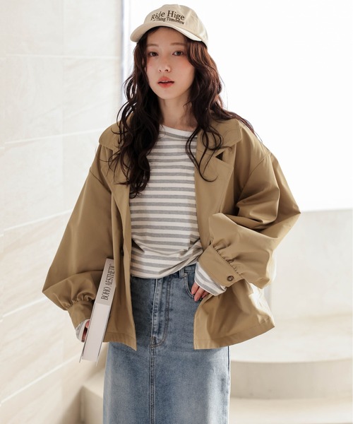 ブルゾン アウター バックフリルテーラードブルゾン レディース