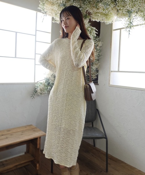 レースワンピース ワンピース ロングワンピース レース レース ワンピース レディース ロングワンピース 花柄 ニット