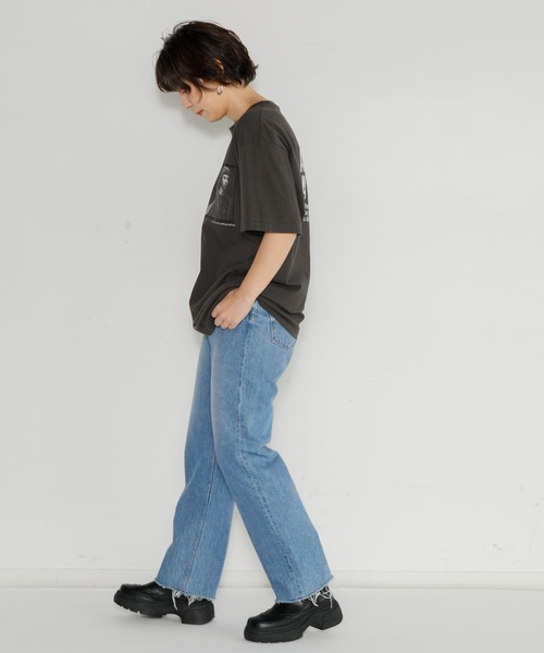 【 Jeans】リヴ baby tee in black 大人気! AMERICAN RAG CIE tシャツ L.WATSON OASIS PHOTO TEE メンズ