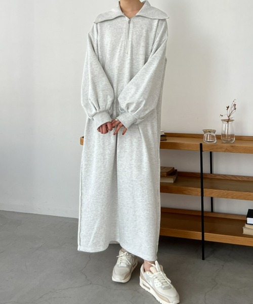 Olu.（オルドット） ワンピース ハーフジップスウェットワンピース