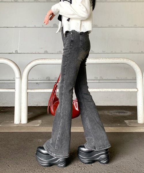 送料無料キャンペーン non-hedge ジーンズ デニムフレアパンツ デニムパンツ デニム パンツ