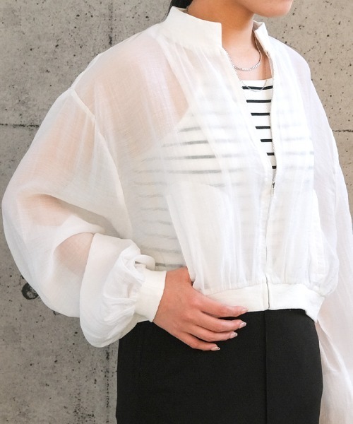 完売品　UVカット2wayシアーブルゾン　ホワイト uvカット ブルゾン アウター UV対策シアーショートブルゾン レディース