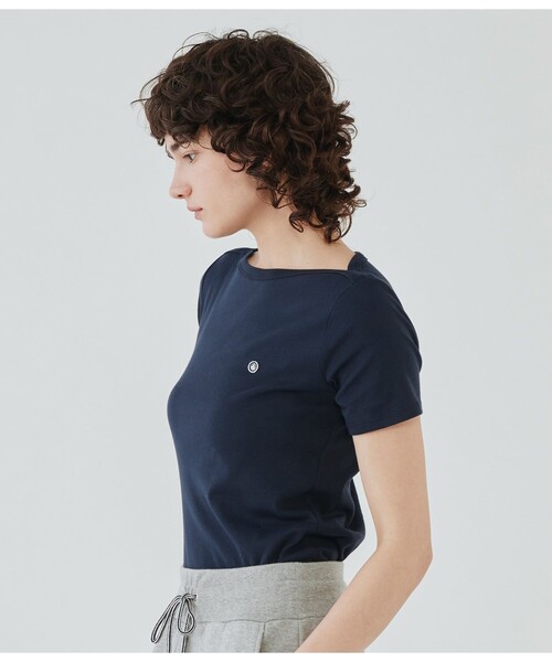tシャツ ボートネック半袖Ｔシャツ レディースの画像
