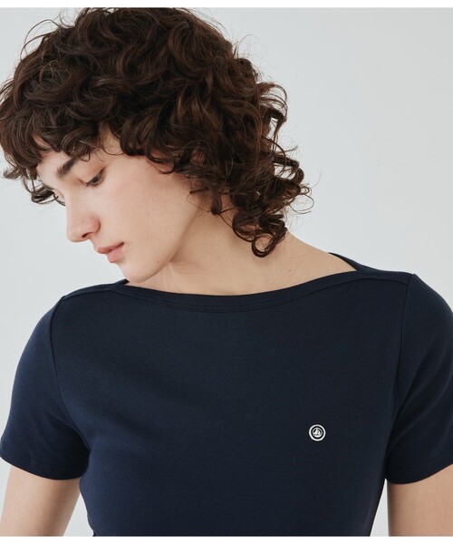 tシャツ ボートネック半袖Ｔシャツ レディースの画像